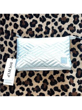 MKWIP Quilted Metallic Silver Cosmetic Pouch